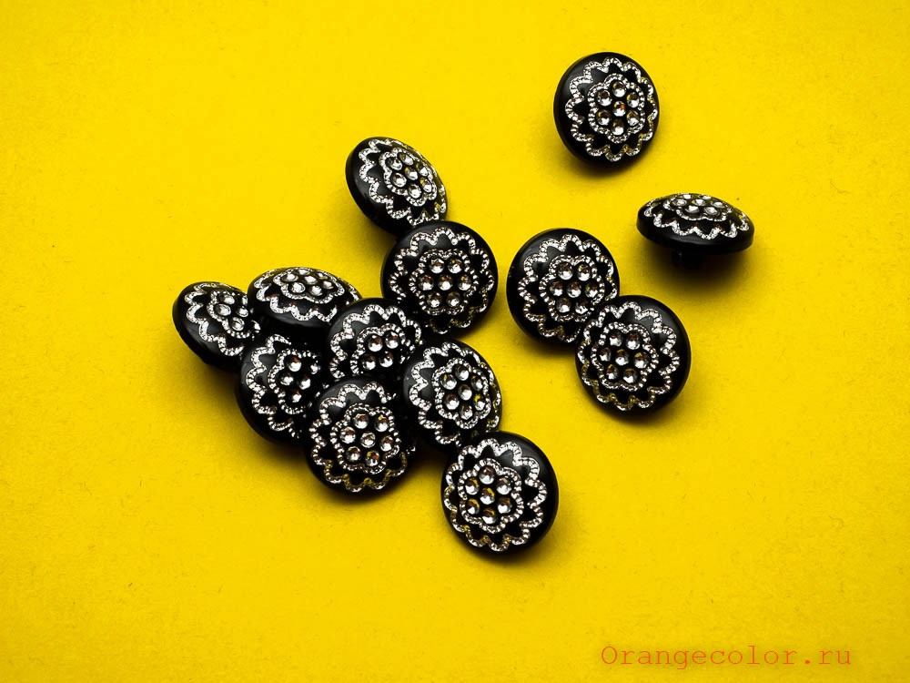 Кликните для увеличения изображения Пуговица со стразами ПУ1579-01-15
