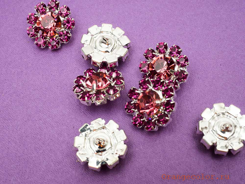 Кликните для увеличения изображения Пуговица со стразами ПУ1585-05-16