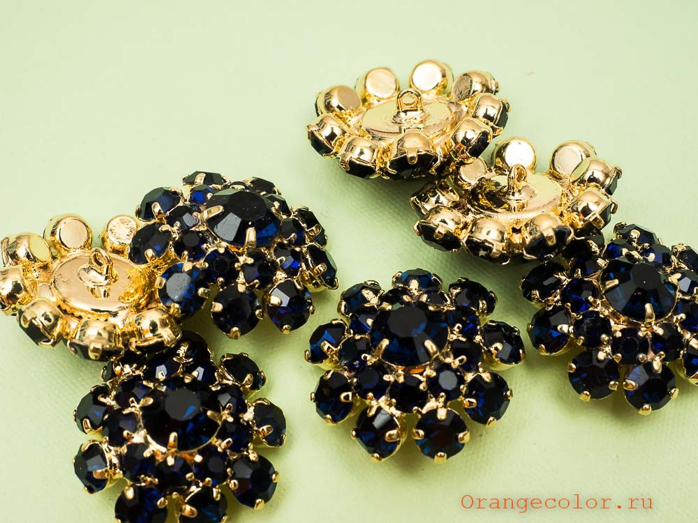 Кликните для увеличения изображения Пуговица со стразами ПУ1590-04-23