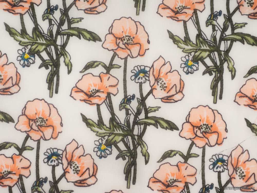 Кликните для увеличения изображения Батист с маками 10456ХПЛ-01