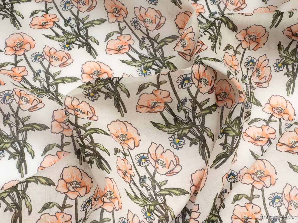 Кликните для увеличения изображения Батист с маками 10456ХПЛ-01