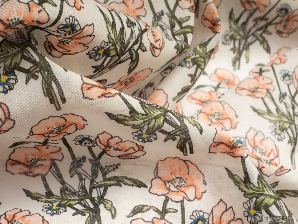 Кликните для увеличения изображения Батист с маками 10456ХПЛ-01