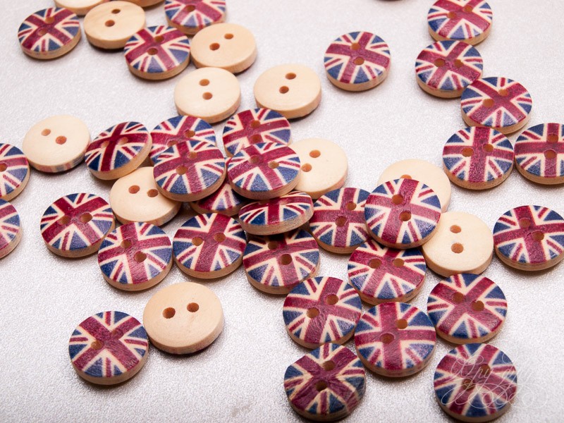 Кликните для увеличения изображения Деревянная пуговица Union Jack ПУ1209-01-12